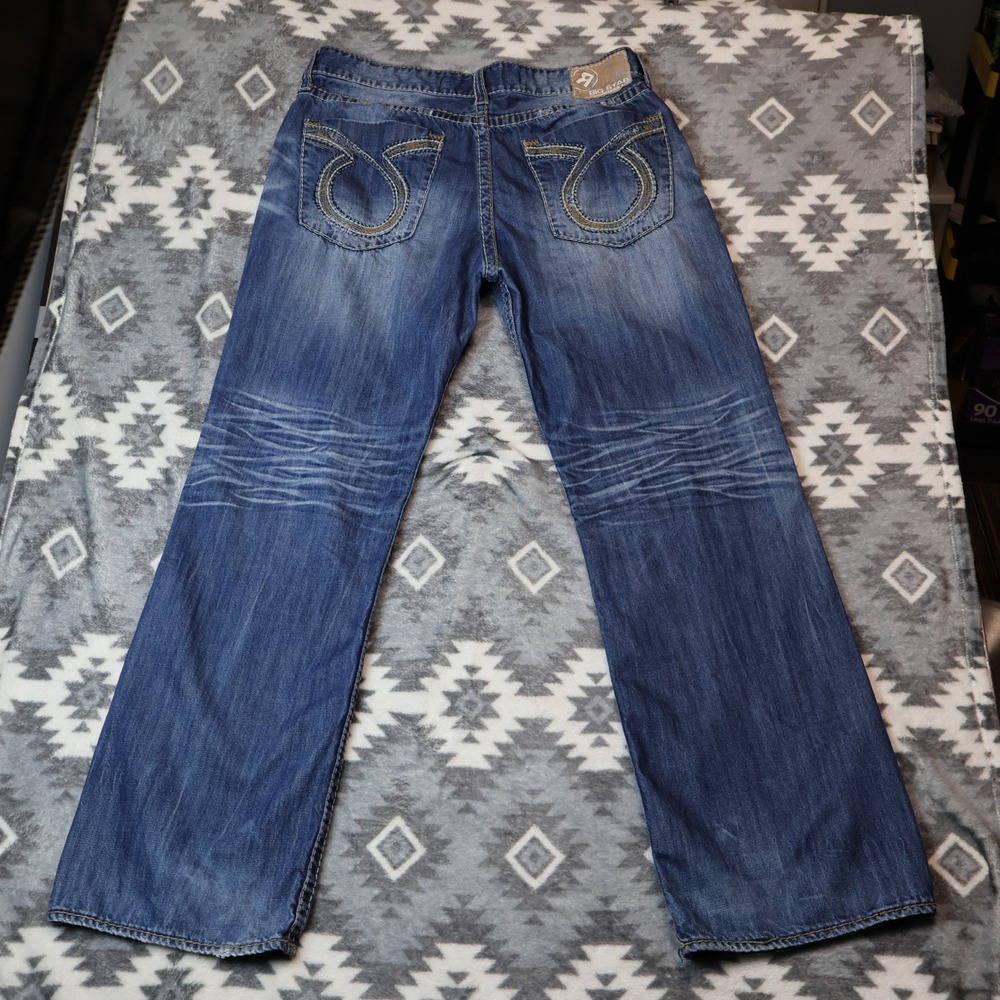 Big Star Pioneer Regular Bootcut Jeans Mens 35x31 Medium Wash Distressed Denim